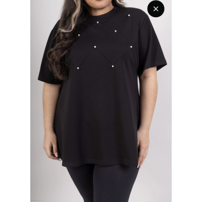 Dames plussize t-shirt parel zwart