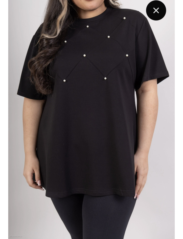Dames plussize t-shirt parel zwart