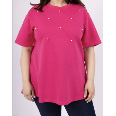 Plussize t-shirt parel roze