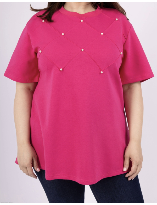 Plussize t-shirt parel roze